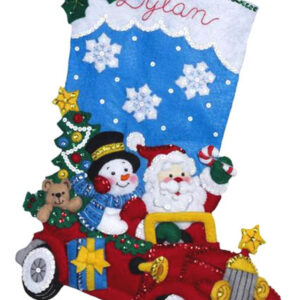 BUCILLA KIT BOTA DE FIELTRO CARRO FROSTY Y SANTA 18 pulg