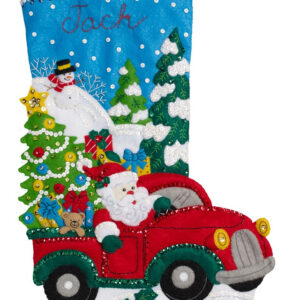 BUCILLA KIT BOTA DE FIELTRO CARRO PICKUP SANTA 18 pulg