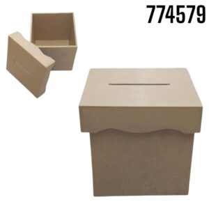 CAJA CUBO MDF 10 X 10 C/TAPA DECORADA C/RANURA