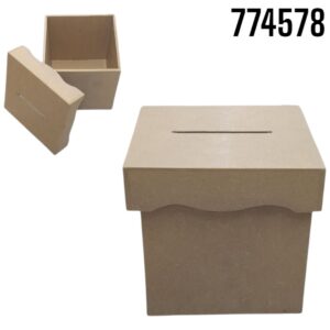CAJA CUBO MDF 8 X 8 C/TAPA DECORADA C/RANURA