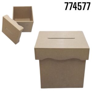 CAJA CUBO MDF 6 X 6 C/TAPA DECORADA C/ RANURA (COD.416)