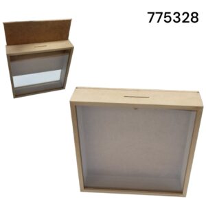 CAJA ALCANCIA MDF 20X20X6CM