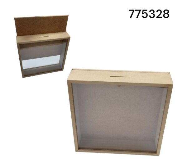 CAJA ALCANCIA MDF 20X20X6CM