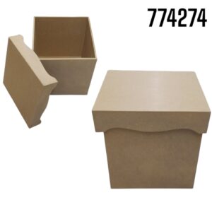 CAJA CUBO MDF 10 X 10 C/TAPA DECORADA