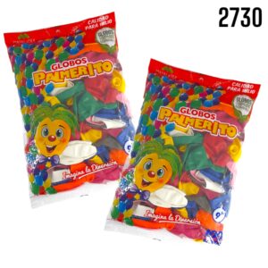 GLOBO PALMERITO No.9  COLORES SURTIDOS 100 pzas