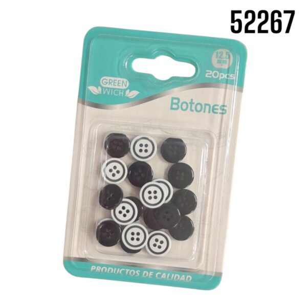 BOTON BLANCO/NEGRO 12.5MMx20PZAS DOBLE CARA