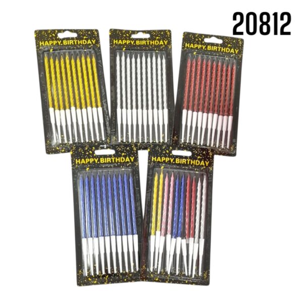 VELA P/PASTEL TORNEADA METALIZADA 8CM 10PZAS