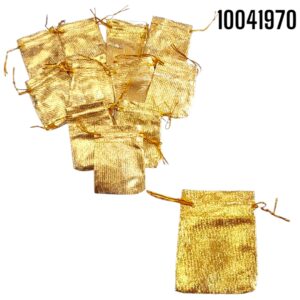 BOLSA DE TELA DORADA 3.5x4.5pulg 12PZAS