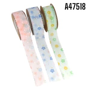 CINTA ORGANZA C/FLORES 4CM