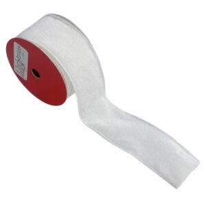 CINTA NAVIDEÑA 2.5pulg x 10y TERCIOPELO BLANCO