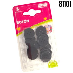 BOTON PLASTICO NEGRO 20mm X 12PZAS