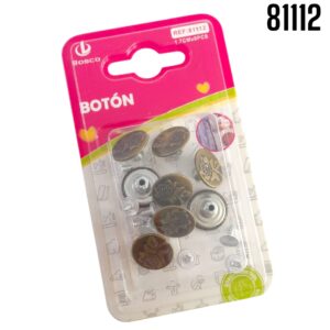 BOTON METALICO P/PANTALON 1.7cm X 8PZAS ORO