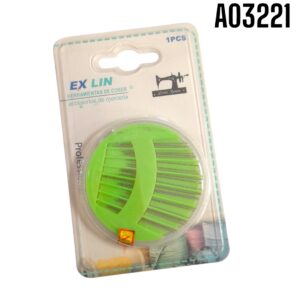 KIT DE AGUJAS DE COSER EN ESTUCHE REDONDO VERDE