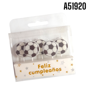 FELIZ CUMPLEAOS CAJA 5 VELAS PELOTA FUTBOL