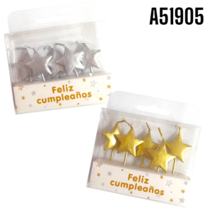 CAJA 5 VELAS DECORATIVAS ESTRELLAS