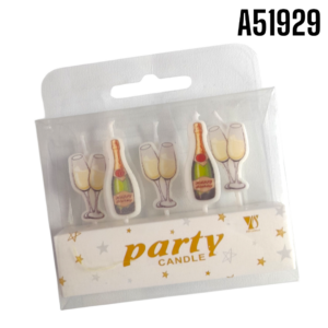 CAJA 5 VELAS DECORATIVAS COPAS Y VINO