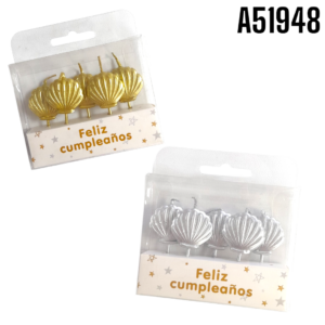 VELAS PASTELERAS CONCHAS 5 PIEZAS