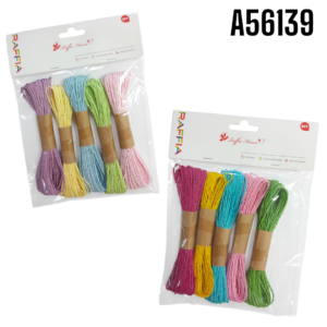 PAQUETE HILO DE RAFIA COLORES PASTEL 5 PIEZAS