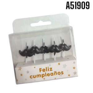 VELAS PASTELERAS FORMA BIGOTE 5 PIEZAS