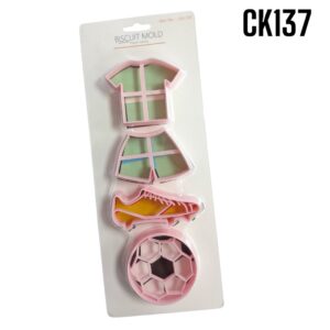 CORTADOR DE GALLETAS PLASTICO FUTBOL 4PZS