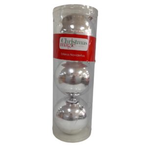 BOMBA NAVI 12CM PLATA BRILLANTE 3PZS